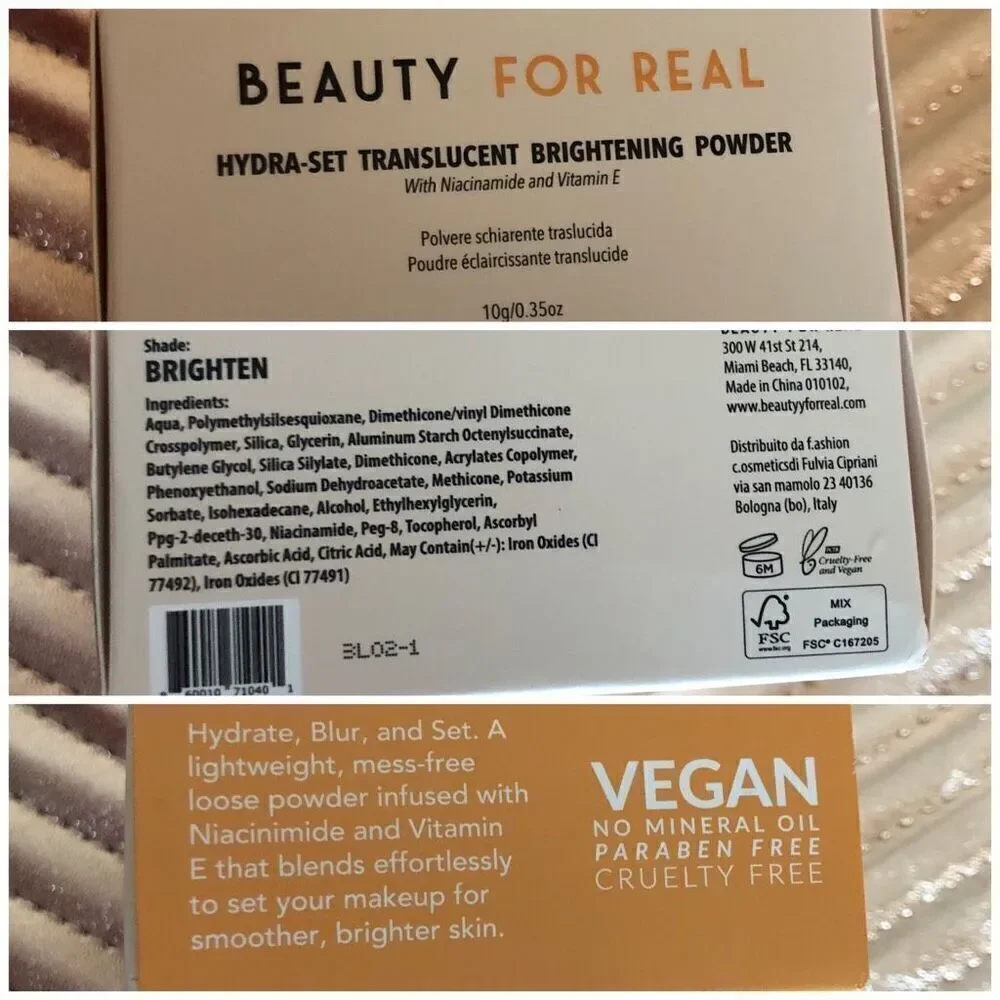 BEAUTY FOR REAL - NWT - Hydra-Set Translucent Brightening Powder in “Brighten”